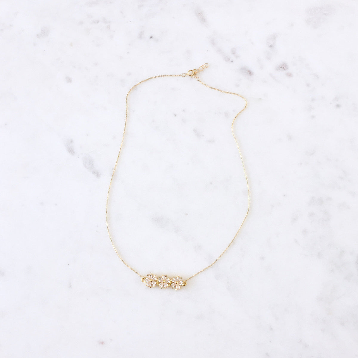 [ReinSein]ACC★Cubic Daisy Card Chain Necklace Diamond 18K Daisy Chain Necklace - Stevie Wren