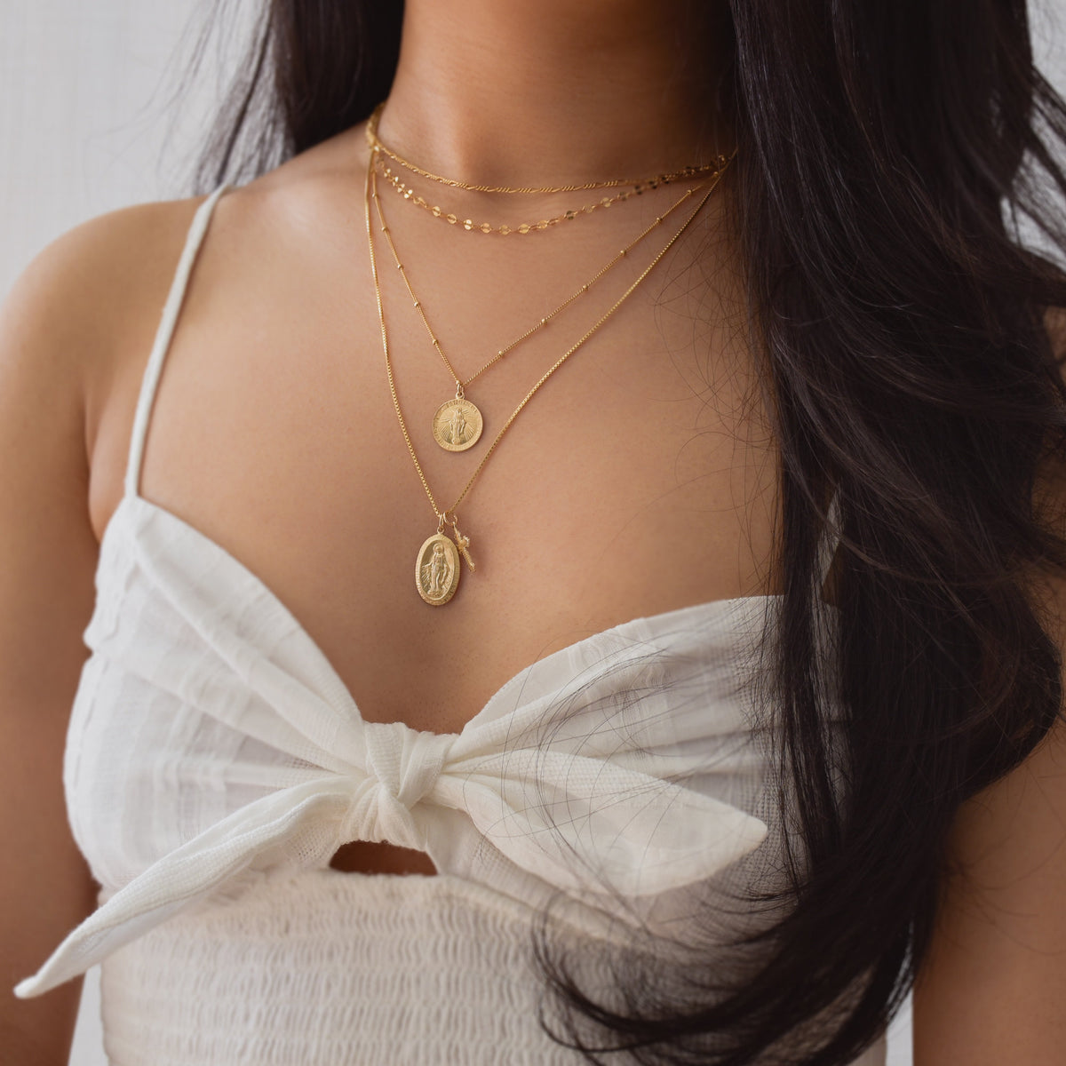 Oval Virgin Mary Cross Necklace Vedern