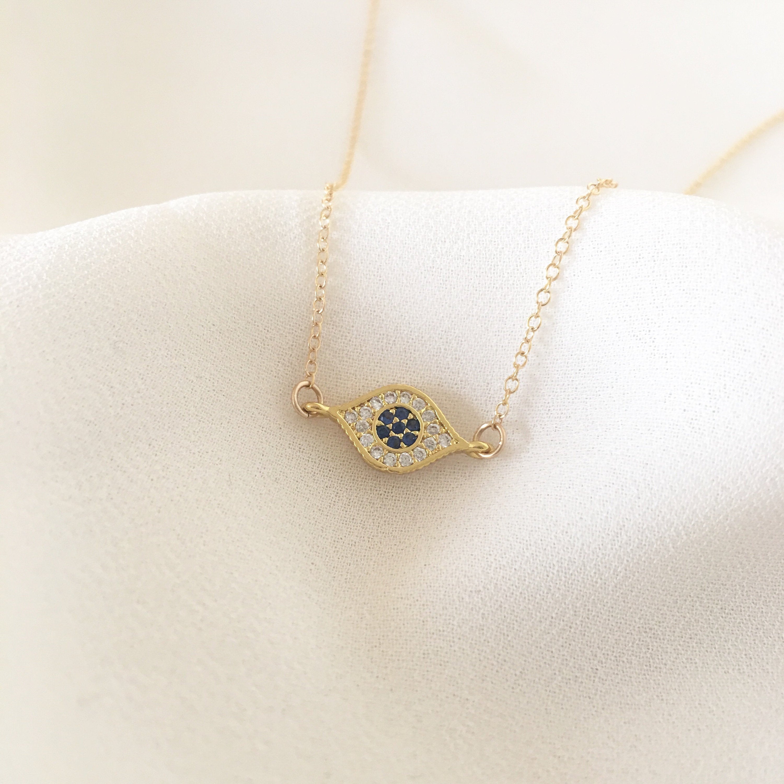 Evil Eye Necklace - Gold Evil Eye Pendant, Gold Evil Eye Dainty Necklace, Evil Eye Jewelry, Evil Eye Choker, Gold filled Necklace  |GPN00016