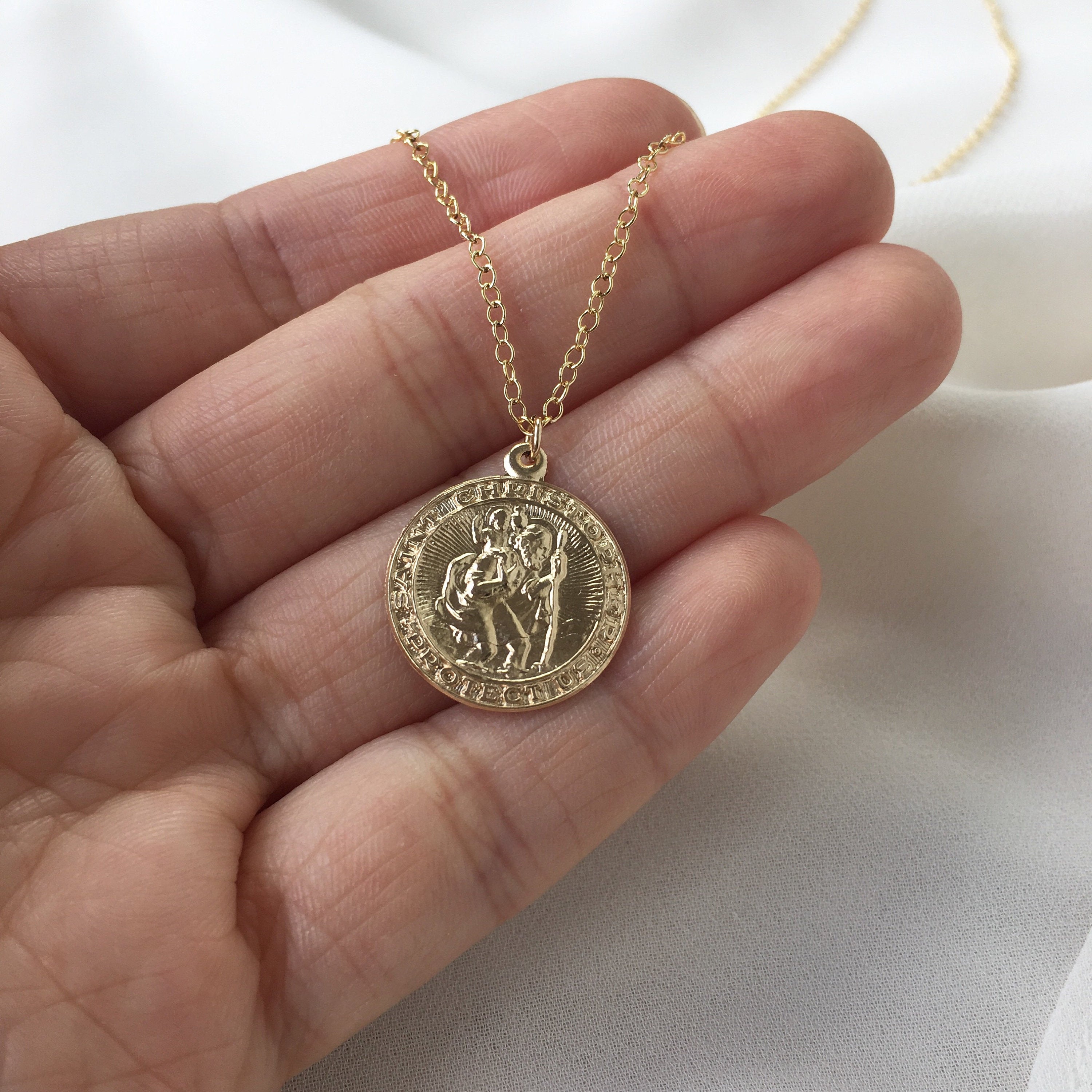 Gold Filled St Jude and St Christopher Necklace Set