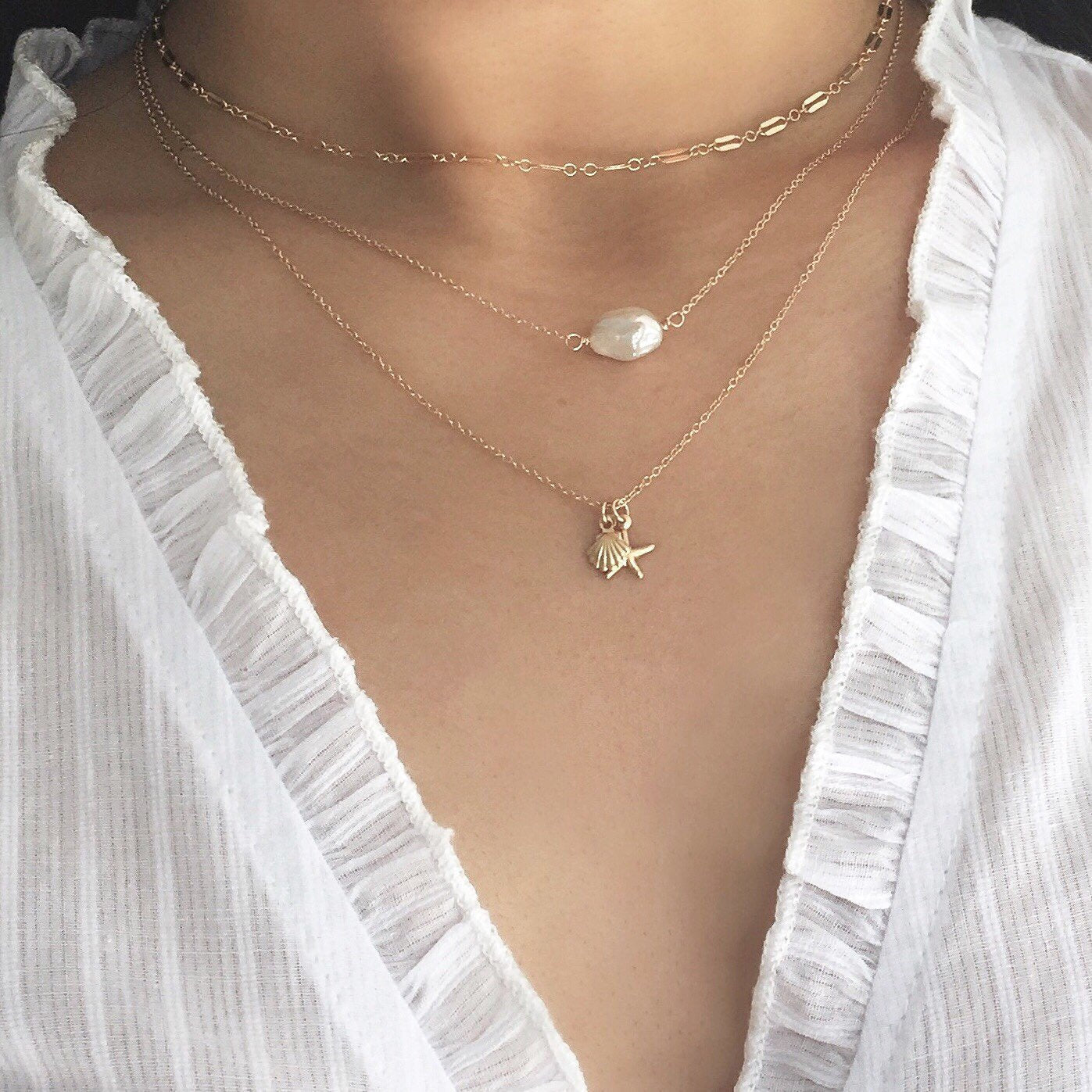 Single Pearl Necklace - Simple Pearl Necklace, Keshi Pearl Necklace, Freshwater Pearl Necklace, Real Pearl necklace, pearl choker |GFN00054