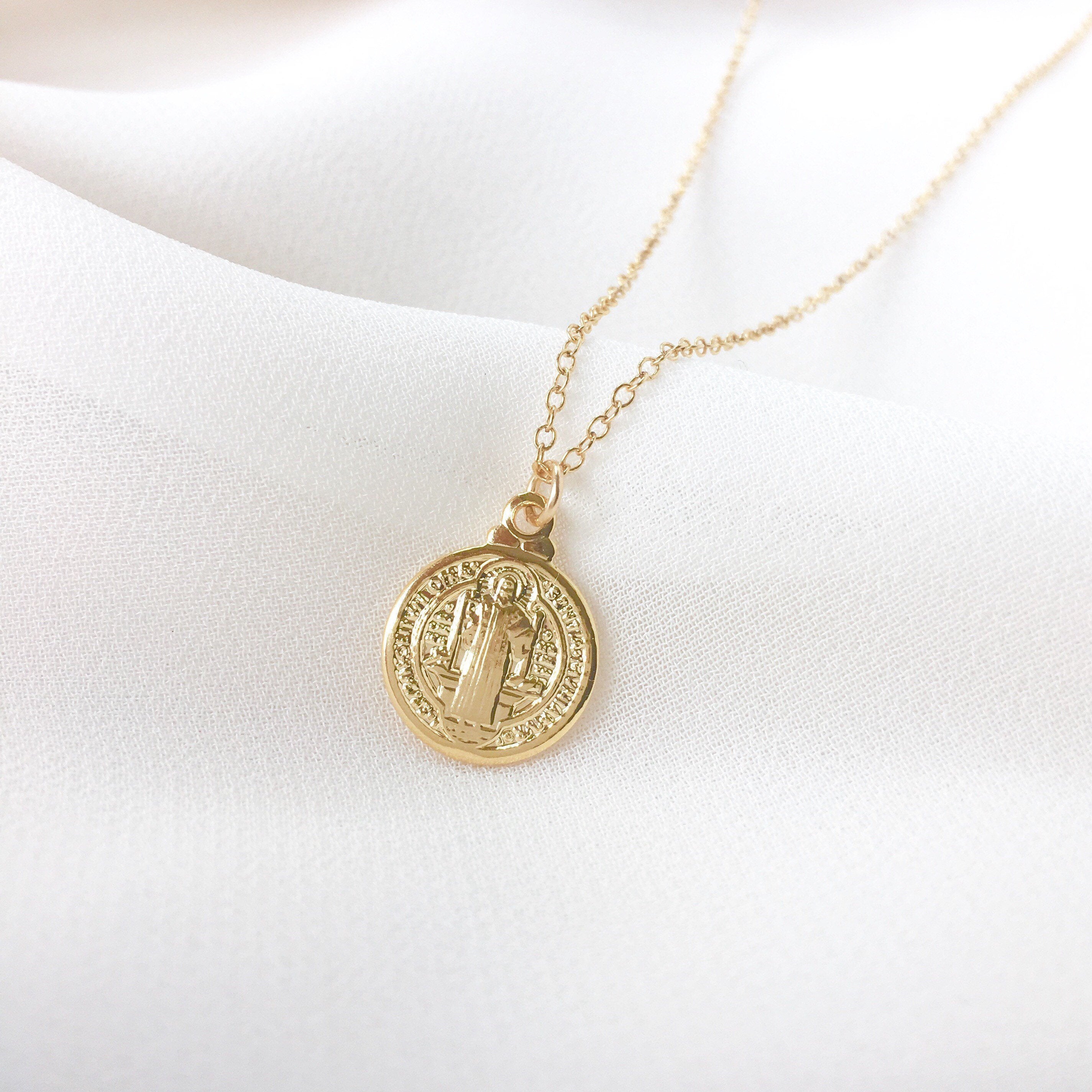 Symbols of Faith Collection 18.5mm St. Benedict chinese gold necklace.  E616- 20” barbada chain #jasmjewelry #goldjewelry #goldjewelryph… |  Instagram