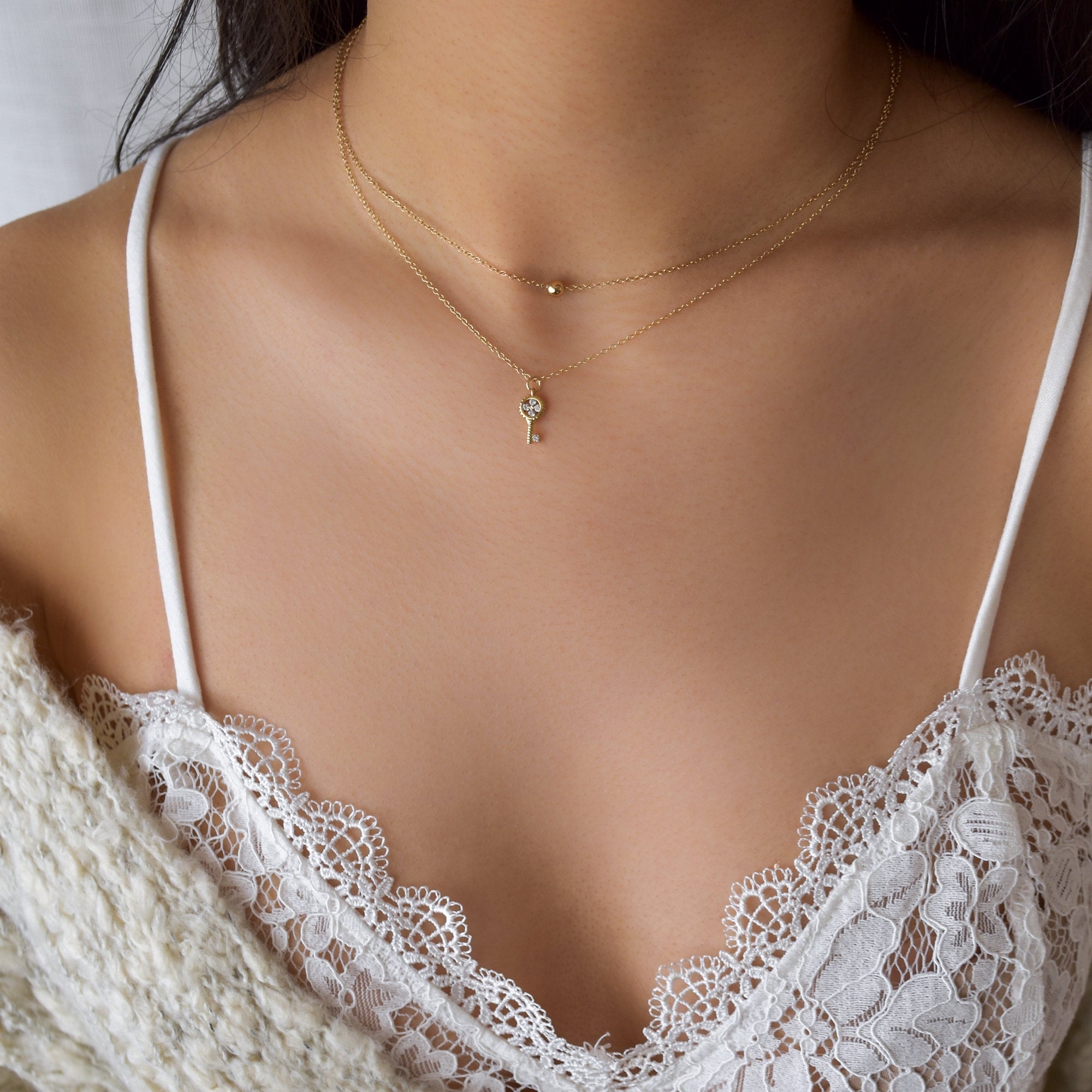 Dainty Gold Bead Necklace