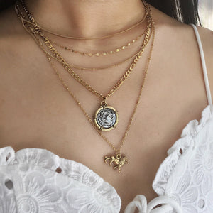 Silver and Gold Chunky Coin Necklace