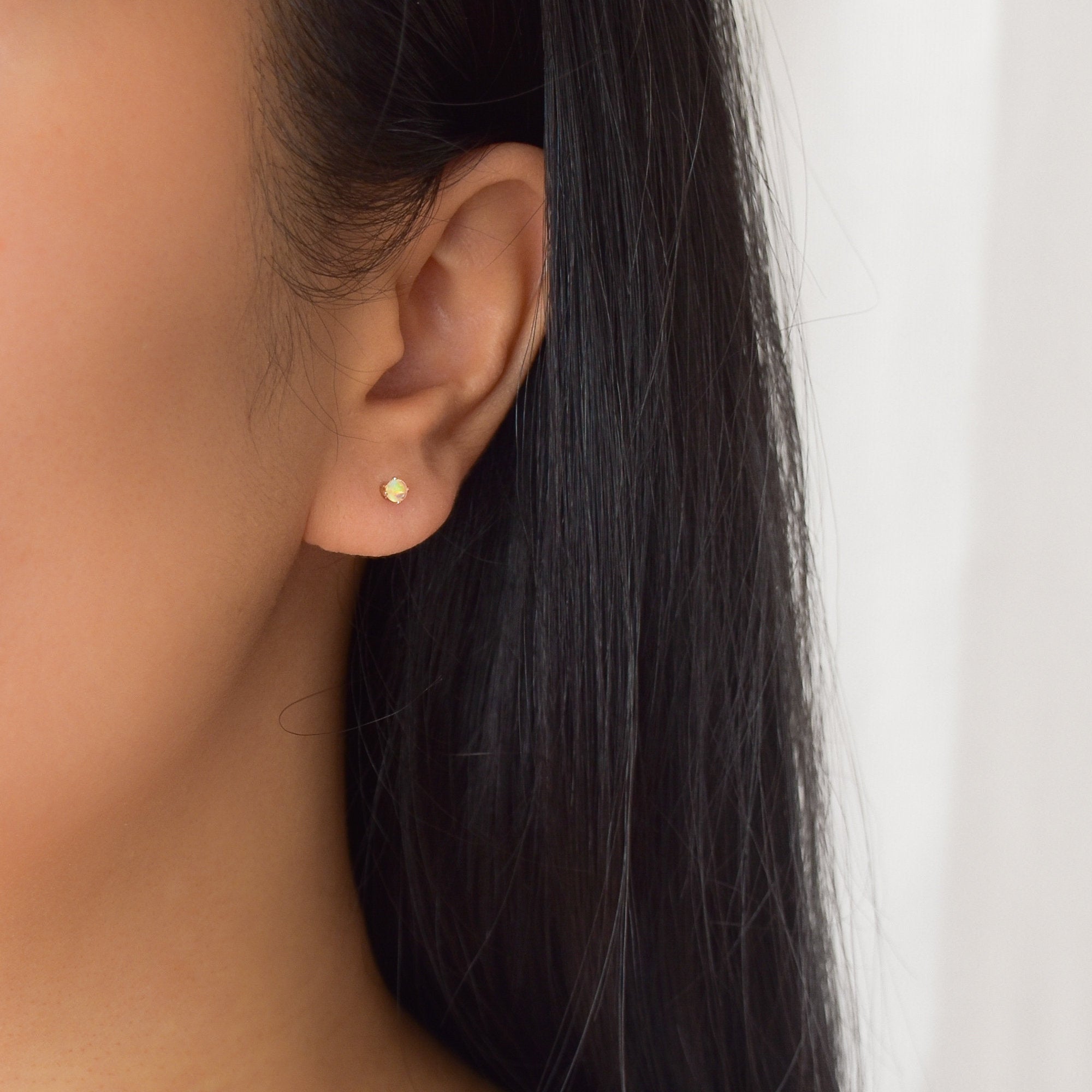 Genuine Opal Stud Earrings