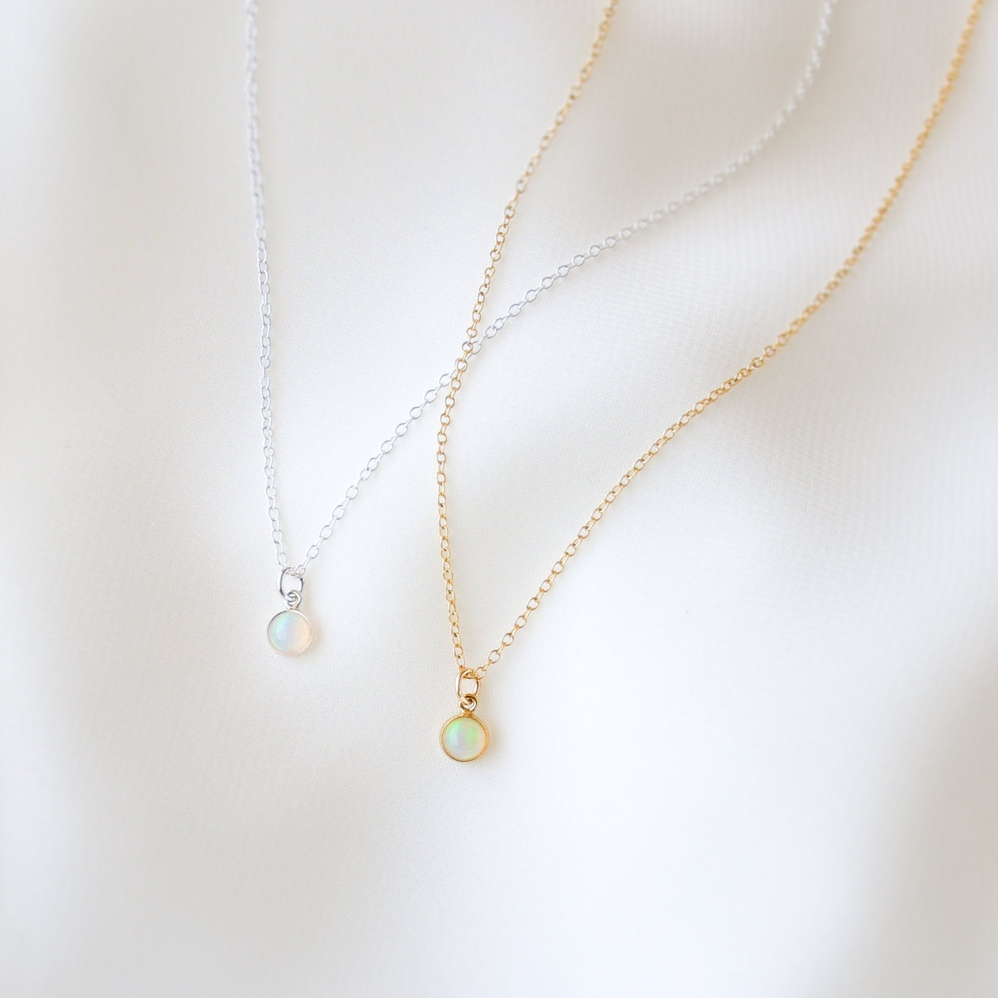 14K Yellow Gold Oval Australian Opal Pendant Necklace | Sylvan's Jewelers