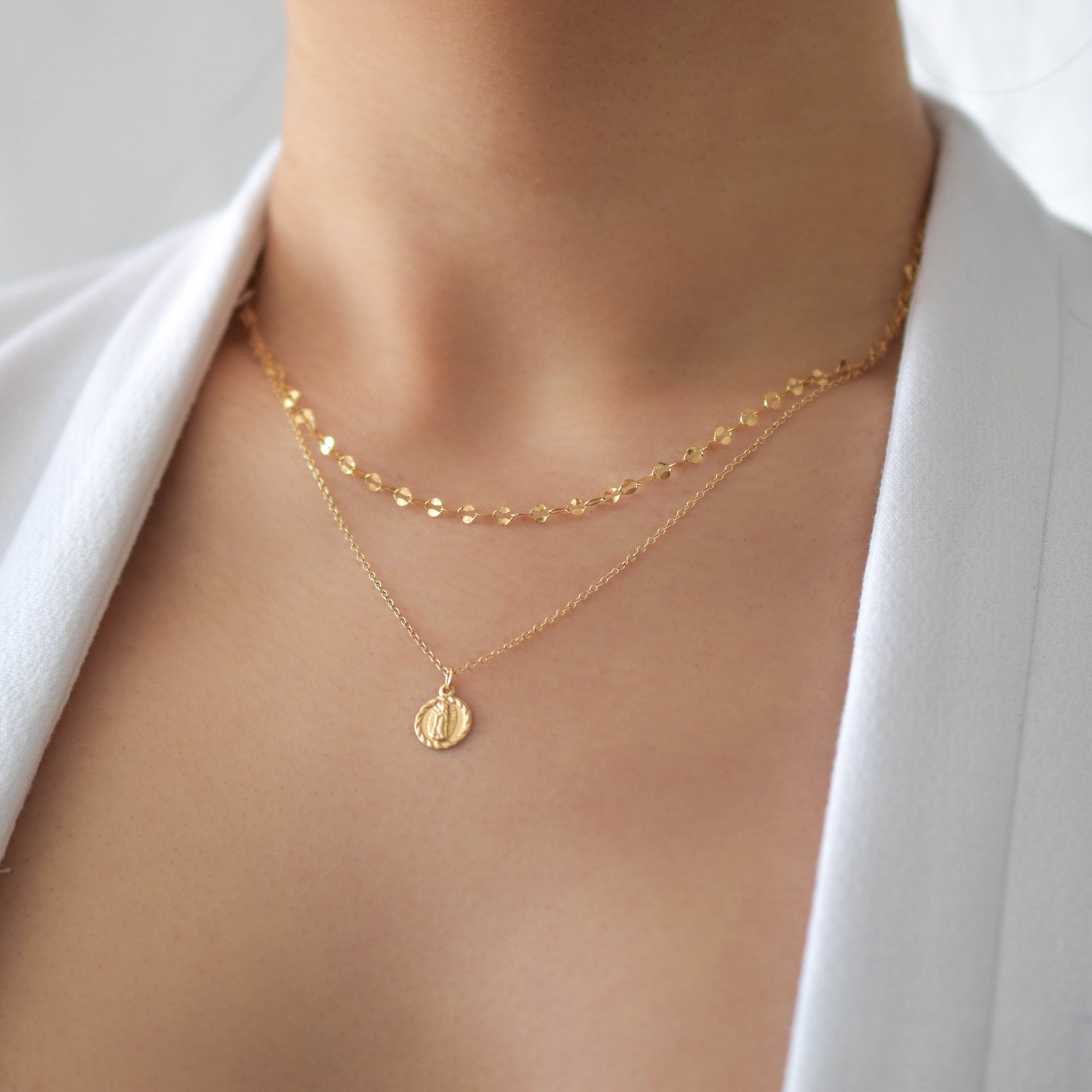 Layered Necklace Set with triangle / Layering Necklaces / Delicate Gold Layer  Necklace Set of 3 Pieces