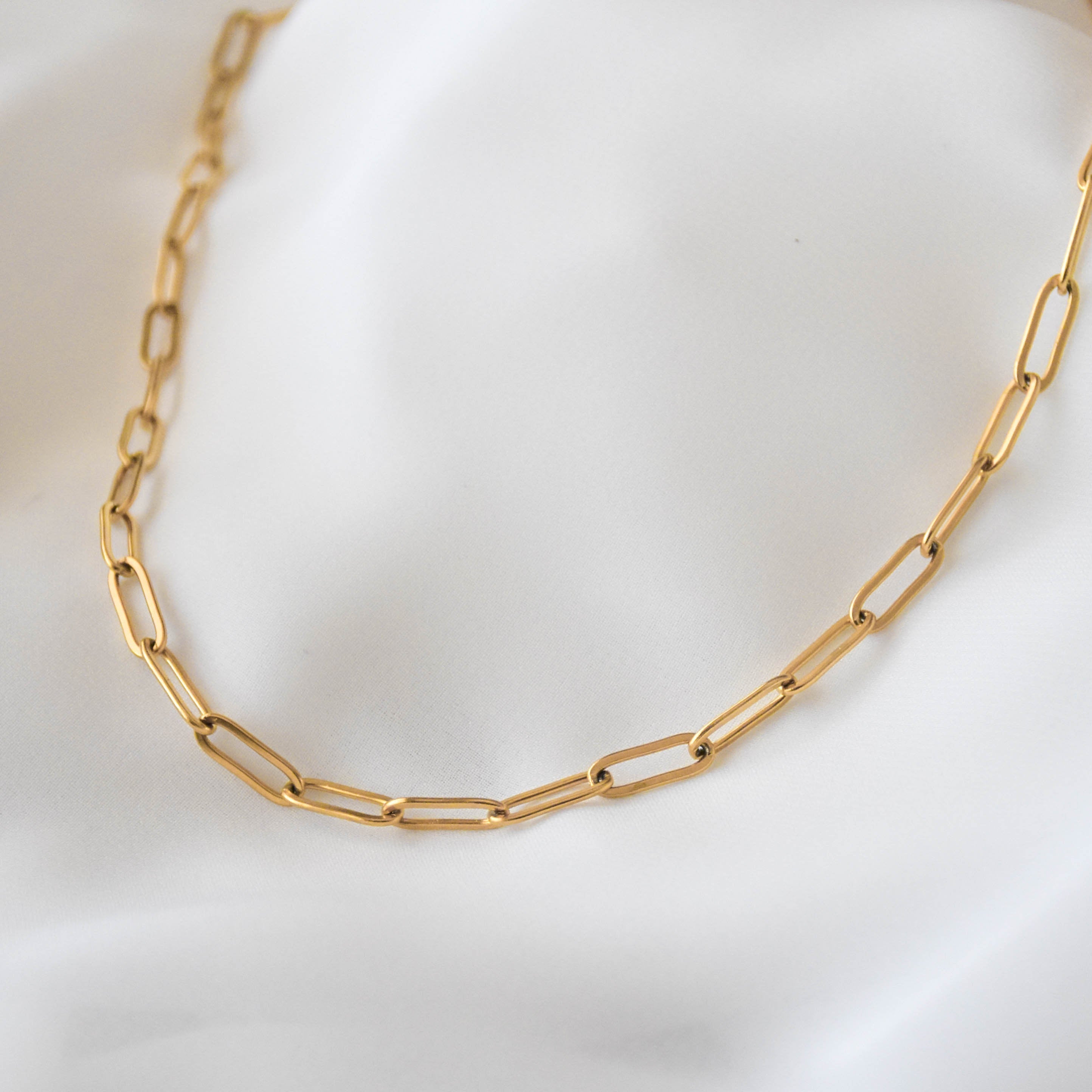 Paperclip Necklace - Link Chain Necklace, paperclip chain necklace, gold paperclip necklace, long link necklace |GPN00035