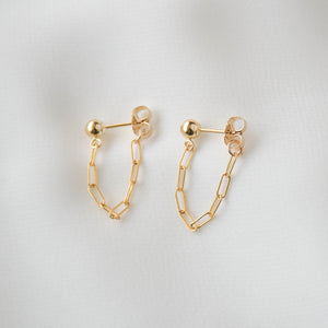 Gold Chain Earrings - Chain Earrings, Front Back Earrings, gold filled earrings, gold filled chain earrings, dainty earrings |GFE00041