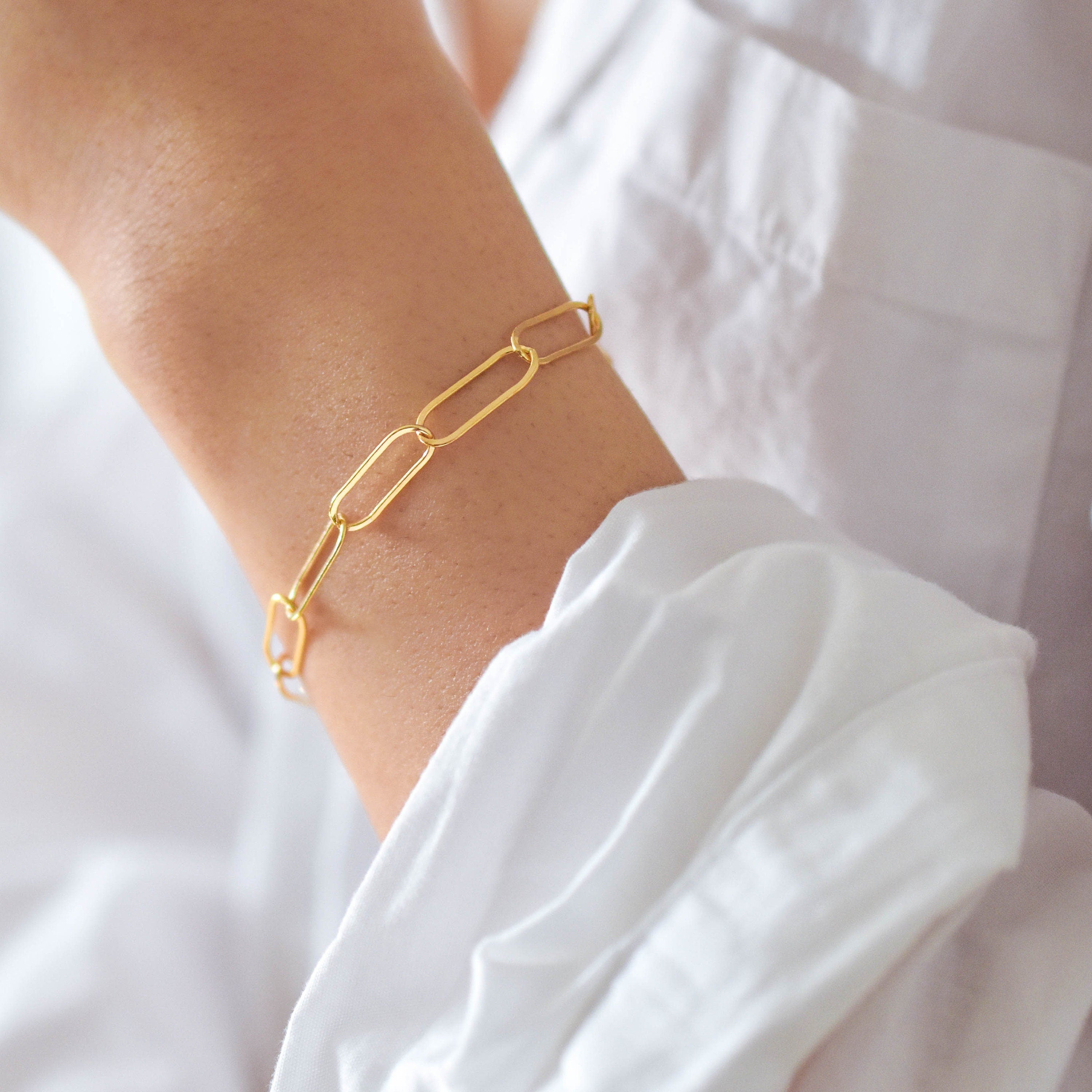 Paperclip Bracelet - gold filled paperclip bracelet, gold chain bracelet, link bracelet, simple bracelet, gold filled bracelet |GFB00004