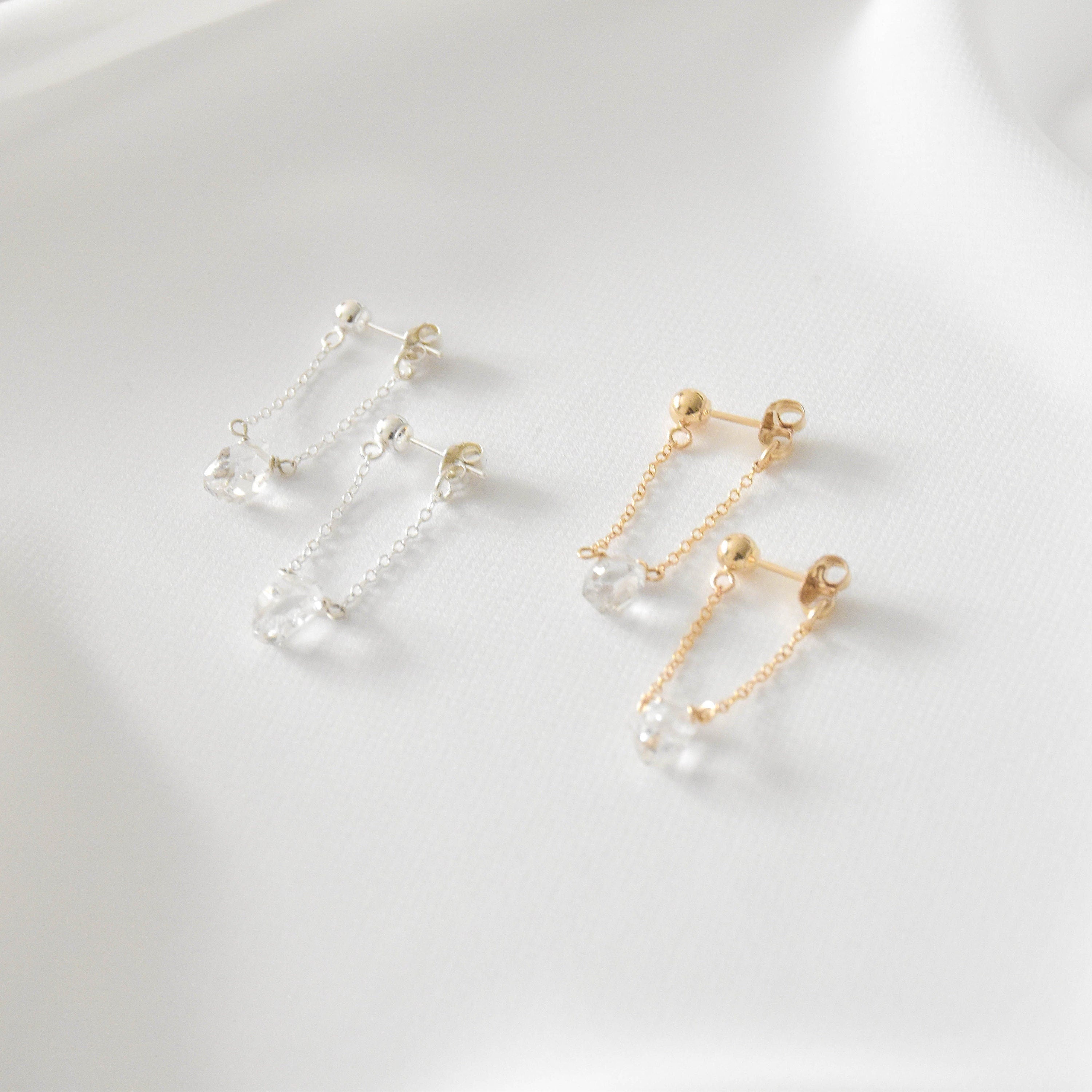 Herkimer Diamond Earrings - Crystal Earrings, Crystal Drop Earrings, Crystal Dangle Earrings, Quartz Earrings, Clear Crystal |GFE00036