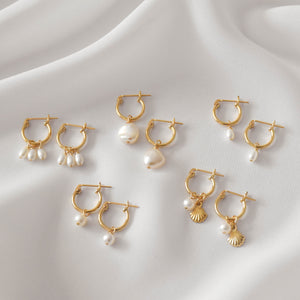 Custom Pearl Huggie Earrings - Pearl earrings, Pearl hoop earrings, small hoop earrings, gold filled huggie earrings, Real pearl |GFE00044