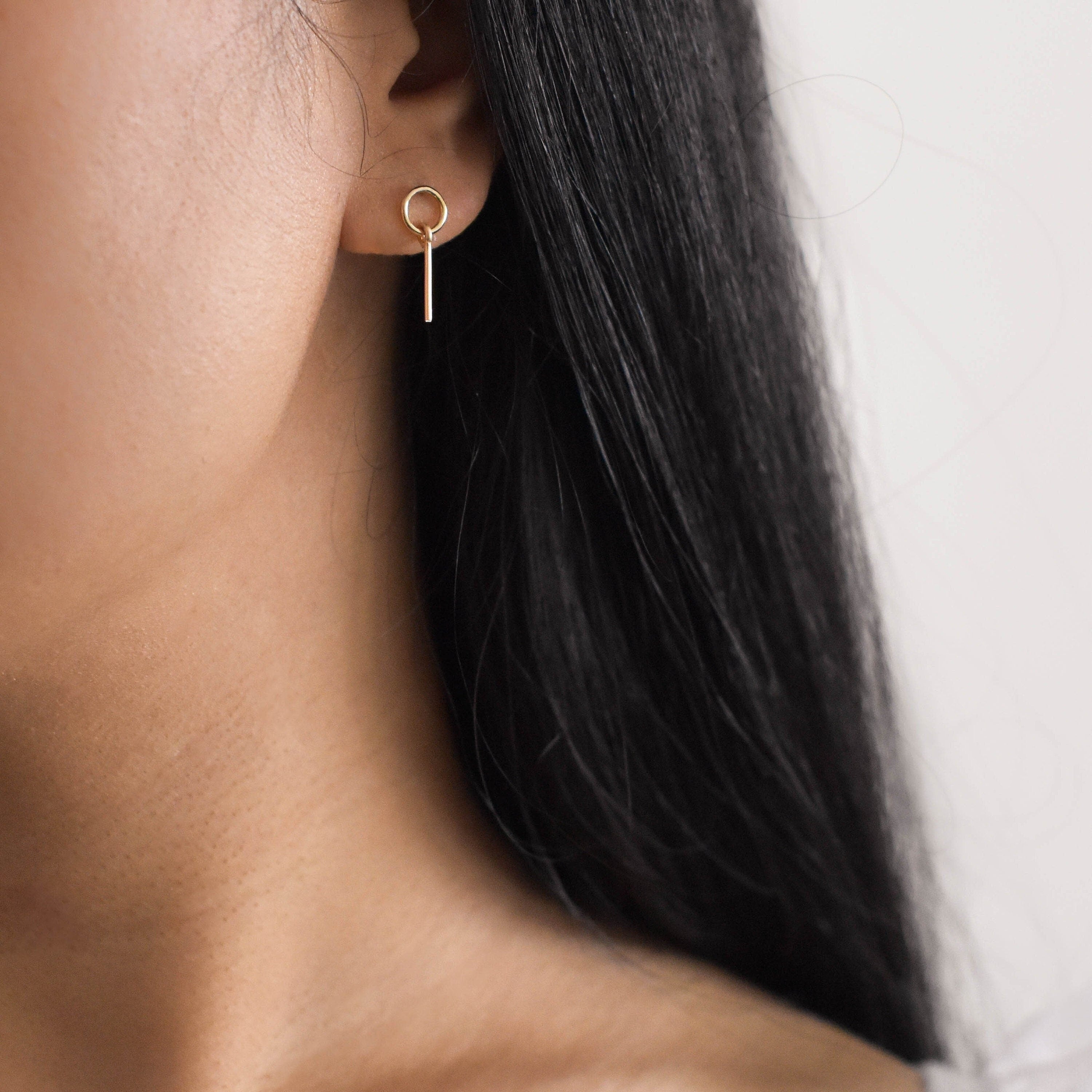 Bar Earrings - Dainty Earrings, Gold filled earrings, simple earrings, small earrings, small dangle earrings, daily earrings |GFE00052