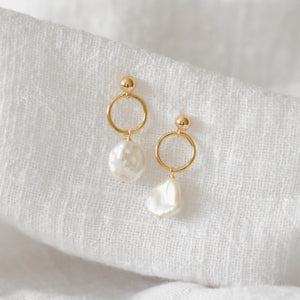 Freshwater Pearl Earrings - Gold Filled Pearl Earrings, White Pearl Earrings, Wedding Earrings, Pearl Bridal Earrings |GFE00045