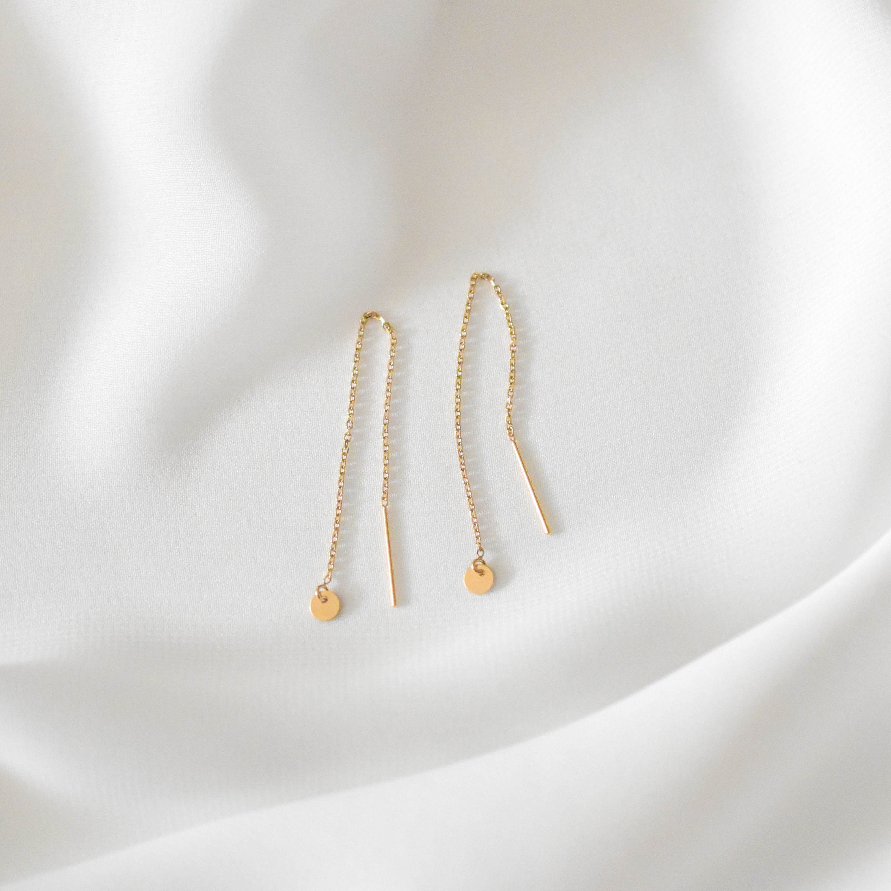 14K SOLID Gold Threader Earrings