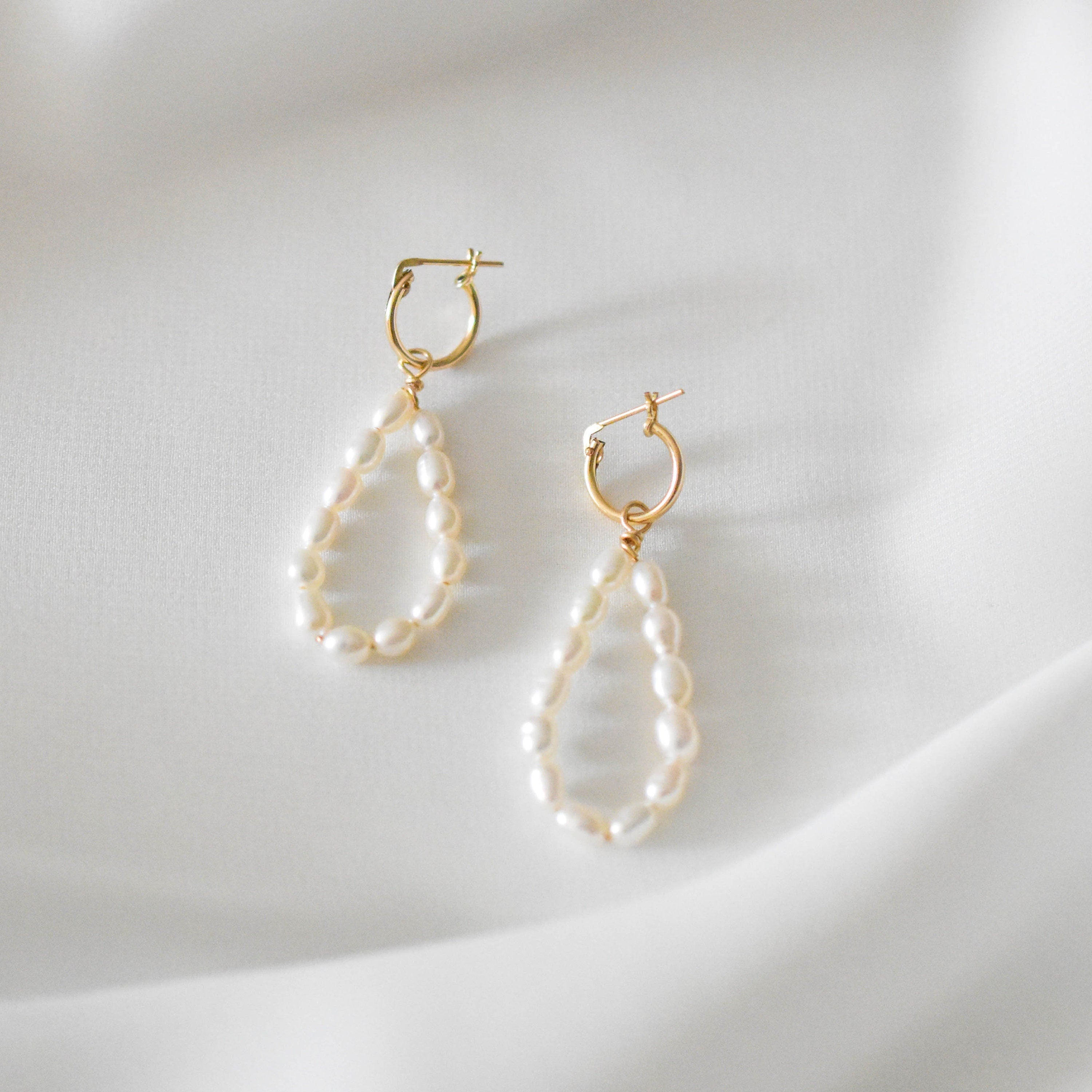 Pearl Teardrop Earrings - Teardrop Earrings, Real Pearl Earrings, White Earrings, Pearl Dangle Earrings, White dangle earrings |GFE00055
