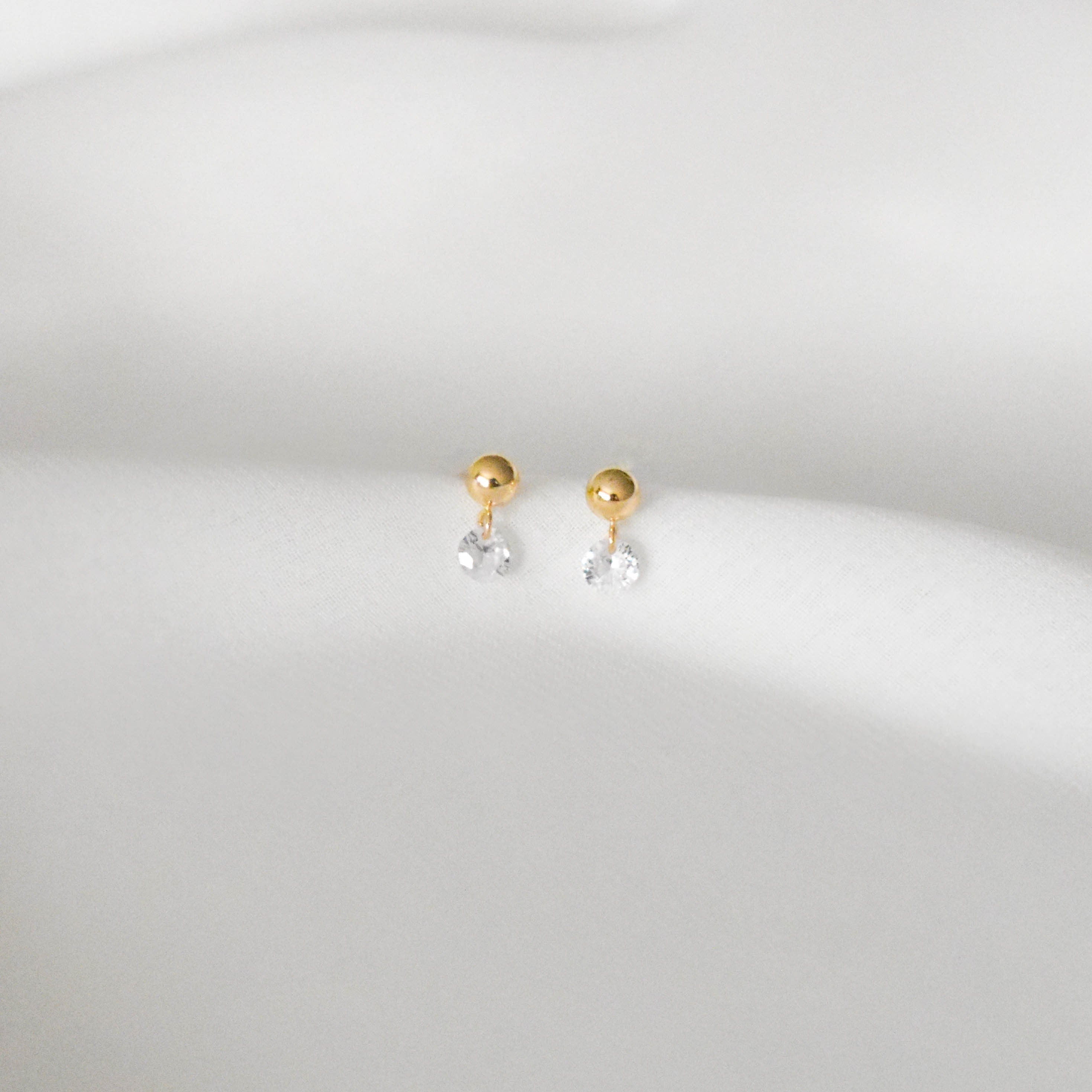 14K SOLID Gold cz Stud Earrings - Real Gold Earrings, Solid Gold Earrings, Real Gold Stud Earrings, cz earrings, solid dangle earrings |SGE00007