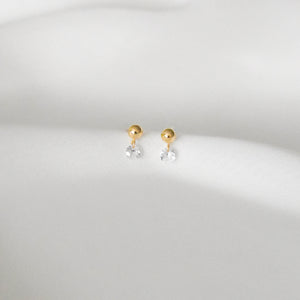 14K SOLID Gold cz Stud Earrings - Real Gold Earrings, Solid Gold Earrings, Real Gold Stud Earrings, cz earrings, solid dangle earrings |SGE00007
