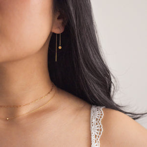 14K SOLID Gold Threader Earrings - 14k gold threader earrings, Real Gold Threader Earrings, Real Gold earrings, 14k drop earrings |SGE00006